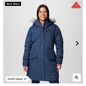 Columbia Women’s Suttle mountain navy long insulated jacket size 2X